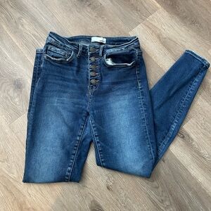 High Rise Button-Fly Blue Jeans { #8 }
